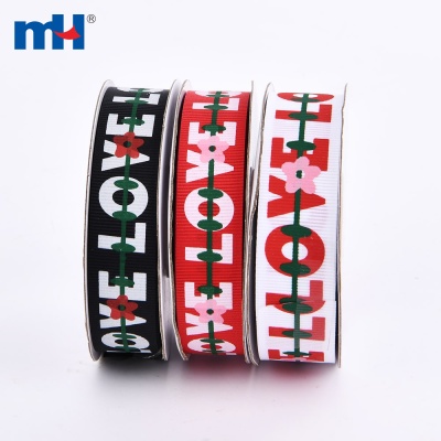 25mm Valentine Printed Polyester Grosgrain Ribbon