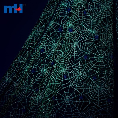 Glow in the Dark Spiderweb Tulle Fabric