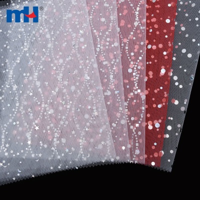 Silver Foiled Glitter Tulle Fabric