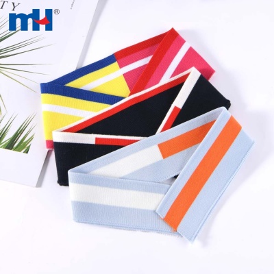 Striped Knit Rib Collar