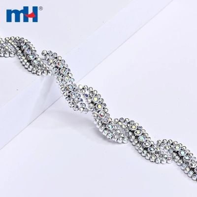 20mm White AB Glass Rhinestone Trim