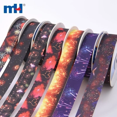 25mm Printed Grosgrain Ribbon for Festival Decor