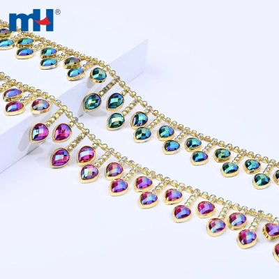 38mm White AB Glass Rhinestone Fringe