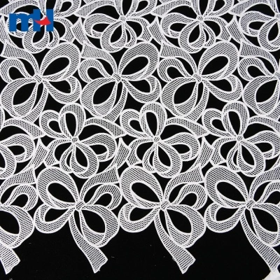 Bow-designed Embroidered Guipure Fabric