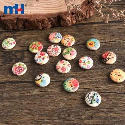 Color-Painted and Printed Wood Buttons