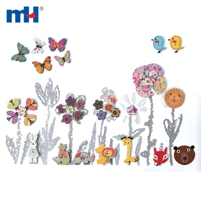 Cartoon Wooden Baby Button