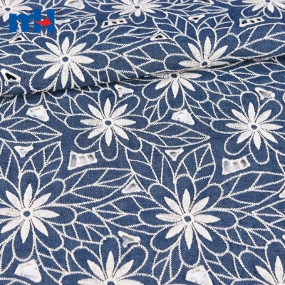 Embroidered Denim Jeans Fabric