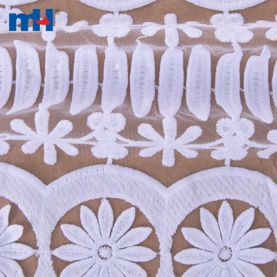 Floral Embroidered Mesh Lace Fabric