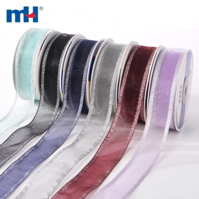 Silver Shiny Wire Edge Ribbon