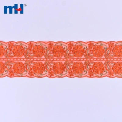 Organza Lace Trim with Rhinestone