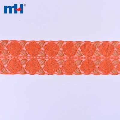 Organza Lace Trim with Rhinestone