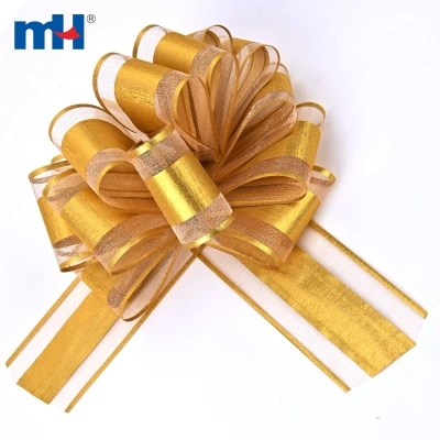 Ribbon Pull Bow Metallic Gold