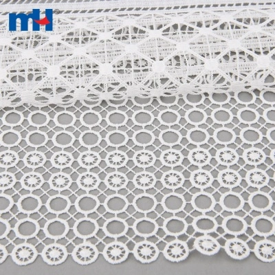 Striped Geometric Embroidered Guipure Fabric